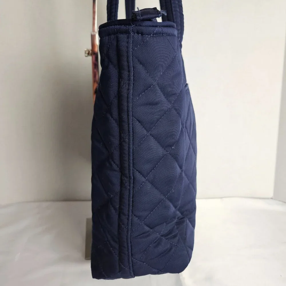 Vera Bradley Tote Bag Small w/ Zippers Performance Twill Classic Navy - Picture 4 of 14
